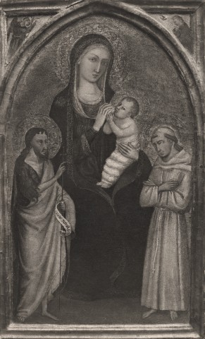 Anonimo — Bicci di Lorenzo - sec. XV - Madonna con Bambino, san Giovanni Battista e san Francesco d'Assisi — insieme